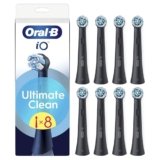 Oral-B Testine di Ricambio iO Series Ultimate Clean Nere per Spazzolino Elettrico Oral B, 8 Testine Rotonde Autentiche, con setole CrissCross per rimuovere la placca