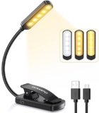 TEAMPD Luce da lettura a 10 LED, 3 colori luminosi per proteggere gli occhi, luminosità regolabile, ricaricabile tramite USB, durata della batteria 12H, clip flessibile per lettura, pittura, viaggi