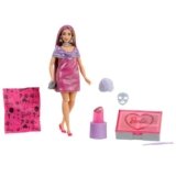 Barbie Party Surprise rosa brillante, bambola serie Festa Glamour con 10 accessori a sorpresa ed effetto cambia colore inclusi, giocattolo per bambini, 3+ anni, JFY67