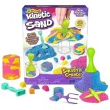 Kinetic Sand, Squish N’ Create Playset with 13.5oz Blue, Yellow & Pink Play Sand, 5 Tools, Sensory Toys, Holiday Gifts & Stocking Stuffers for Kids Ages 3 and up