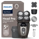 Philips Head Shaver Pro Serie 9000 – Rasoio per uomo e donna, testina flessibile a 360° e lame ComfortCut per una rasatura pulita e delicata sulla pelle, modello HS9980/15