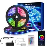 WEILY Striscia LED Alexa, 15M Wifi Led Strip Compatibile con Alexa, Wifi Colori Multipli 12V Con Telecomando,accorciabile, adesiva (2 volumi 7,5M)