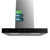 Cecotec Cappa Aspirante 60 cm Flux TT 605500 Glass Black A++. 70W, Finitura Frontale Vetro Nero, Basso Consumo Energetico, Aspirazione 550M3/H, Touch Control, 3 Livelli, Booster, Led, Filtro Carbone