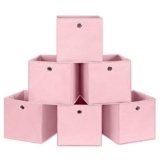 SONGMICS Rfb02Pk-3 Set Di 6 Scatole Di Stoffa Pieghevoli In Tessuto Non Tessuto, Cubiche, Per Riporre Giocattoli E Vestiti, Rosa