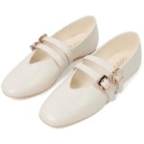GOUPSKY Ballerine da donna Slip On Mary Jane Mesh Flats Cinturino Regolabile Punta Quadrata Elegante Ballerina Scarpe da ballo per le donne, bianco, 36 EU