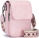 POIUGOYA Piccola borsa a tracolla da donna alla moda, in pelle, triplo scomparto per cellulare, portafoglio con scomparti per carte di credito, A-rosa