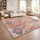 Paco Home Tappeto Soggiorno Vintage Pelo Corto Stile Boho Lavabile Antiscivolo Facile Da Pulire Design Retro Moderno, Colore:Multicolore, Dimensione:200×280 cm