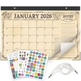 Desk Calendar 2026-2027, 18 Months Calendar Runs from January 2026 to June 2027 – Large 17″ x 12″ Desktop/Wall Monthly Calendar Planner for Home, School and Office, Vintage