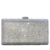 Boutique De FGG Silver Crystal Evening Bags for Women Formal Party Box Clutch Wedding Rhinestone Handbags Bridal Clutch Purse,Mini