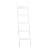 HOOBRO Scaffale Portasciugamani Autoportante, Scaffale a Scala a 5 Livelli, con 4 Ganci, Porta Coperte, Attaccapanni contro Parete, Scaffale Espositore, per Coperte, Bianco EWW52CJ01