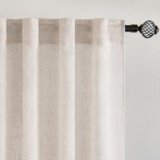 MIULEE Lino Tende Finestre Tenda a Pannello Traslucido Tende Moderne a Vela Trasparente per Porte Balcone Adatte per Soggiorno Camera da Letto 2 Pezzo Set Lino Naturale Bianco 140×260 cm