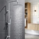 Auralum Colonna Doccia senza Miscelatore, Colonna Doccia con Saliscendi Doccia Regolabile 72-110cm, Saliscendi Doccia Acciaio Inox con Soffione, Asta Doccia con Soffione e Doccetta (Cromo, 20x20cm)