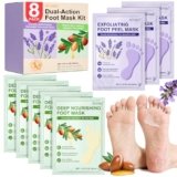 Foot Peeling 3Pcs ＆ 5Pcs Moisturizing Foot Mask, Exfoliator Peel Calluses Dead Skin Callus Remover, Hydrating Foot Masks for Dry Cracked Feet, Repair Rough Heels＆Dry Skin for Baby Soft and Smooth Feet