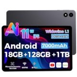 RebotAi 2026 Ultimo Tablet Android 11 pollici, 18GB RAM + 128GB ROM + 1TB TF, Octa-Core 2.0 GHz,Gemini AI,Widevine L1, WiFi 6, BT 5.2, 7000 mAh, OTG/GMS/Sblocco facciale/Proiettore wireless
