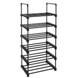 SONGMICS Scarpiera a 6 Ripiani Grande, Scaffale Portascarpe in Metallo, Fai da Te, Scaffale Salvaspazio e Versatile per Ingresso Soggiorno Camera da Letto Cucina, 45 x 30 x 106 cm, Nero LSA23BK