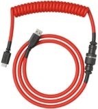 GLORIOUS Gaming Coiled Keyboard Cable premium – Connessione USB-A (PC) e USB-C (tastiera) placc. in oro, anti-intreccio, rivest. intrecc. doppio, aviator Mid-Connection a 5 pin – Rosso cremisi