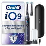 Oral-B Spazzolino Elettrico Ricaricabile iO 9 Nero Edizione Limitata, 1 Spazzolino Elettrico Oral B, 1 Testina Di Ricambio, Custodia Da Viaggio, Astuccio Magnetico