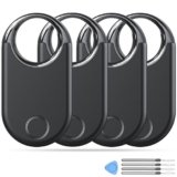 Smart Air Tags Bluetooth Tracker Finder 4 pezzi, Bluetooth Localizzatore Funziona con Apple Dov’è App (solo iOS) Trova oggetti e chiavi per Bagagli, Valigie, ZainiBorse, Batteria Sostituibile. Nero
