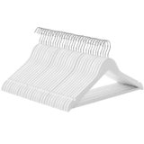 SONGMICS Grucce Legno, 30 Pezzi, Appendiabiti con Scanalature su Spalle, Barra Portapantaloni Antiscivolo e Gancio Girevole a 360°, per Completi Camicie Cappotti, Bianco CRW031WT