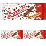 Pavesi Biscotti Frollini Gocciole Finger, Biscotti Snack, Pastafrolla con Base e Gocce di Cioccolato, Snack Gustoso, Confezione 120g (Confezione da 3)