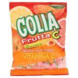 Golia Frutta C, Caramelle Dure Ripiene, Gusto Agrumi con Vitamina C, con Succo di Frutta, Senza Zucchero, Confenzione da 90g