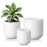 vancasso 6+8+10 inches Ceramic Plant Pots, Set of 3, Planters with Drainage Hole, Flower Pots Planters Pots for Indoor Plants, Modern Indoor Decorative Garden Pot, Home Decor, White
