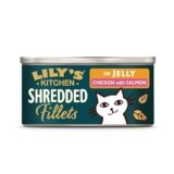 Lily’s Kitchen Filetti Sfilacciati Pollo con Salmone in Gelatina per Gatti – Cibo Umido Naturale, Senza Cereali (24 x 70 g)
