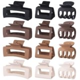 SMKSL 3 Styles Hair Clips for Women Small Medium Big Claw Clips for Thin Thick Hair 12 Pcs Hair Claw Clips Hair Clips Combination Hair Accessories for Women (Brown)