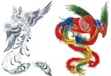 2 fogli di tatuaggio temporaneo fenice orientale tatuaggio adesivo WSB285 368