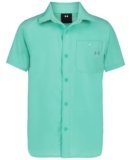 Under Armour Boys’ Short Sleeve Drift Tide Woven Fish Shirt, UPF 50+ Quik-Drying Lightweight Fabric, Outdoor Collection, Prism Green, YL
