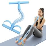21 Fitness Resistance Bands-8 Tube Pedal Ankle Puller, Stirrup Puller for Exercise – Elastic Yoga Pedal Resistance Band for Full Body Workout, Abdomen/Waist/Arm/Leg Stretching (Light Blue)