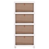 Cozyswan Impilabili Scatole, Comodino cassetti in plastica, contenitore 4-rack con ruote, Organizzatori Salvaspazio utilizzato per riporre scarpe, libri, giocattoli, snack, cosmetici,utensili