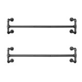 SONGMICS Set di 2 Attaccapanni da Muro, Barra Appendiabiti da Parete a Tubo, Stile Industriale, Salvaspazio, 112 x 30 x 29,3 cm, Portata di 60 kg, Montaggio Facile, per Spazio Stretto, Nero