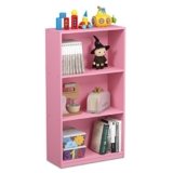 Furinno BASIC Book Shelf, 3-Tier Modern Bookshelf, Bookcase with Open Shelves, 9.3 x 21.8 x 39.5, for Living Room, Bedroom, Home Office, Pink