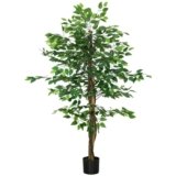 HOMCOM Pianta Finta di Ficus 150 cm con 882 Foglie, Pianta Artificiale da Esterno e Interno, Vaso Incluso, Verde
