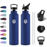 Borraccia Termica 1L, Bottiglia Termica a Prova di Perdite, senza BPA, Riutilizzabile, Facile Pulizia, Borraccia Acciaio Inox con Cannuccia, Termos per Adulto, Campeggio, Ciclismo, Viaggio, Yoga