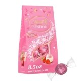 Lindt LINDOR Strawberries and Cream White Chocolate Candy Truffles, Valentine’s Day White Chocolate with Strawberries and Cream White Truffle Filling, 8.5 oz. Bag