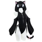 KORURACLUB Cosplay Anime Cat Outfit (set da 3 pezzi) Costume Sexy da Donna Tuta di Halloween Lingerie sexy Anime(Nero L-XL)