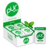 PUR Mints Caramelle alla menta senza aspartame, Prodotte con xilitolo, Senza zucchero, vegane, senza glutine e adatte alla dieta chetogenica, con aroma naturale, 30 pezzi (Confezione da 12)