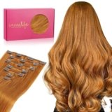 WENNALIFE Extension Capelli Veri Clip, 40cm 120g 7pcs Extension Clip Capelli Veri Zenzero di Auburn Remy Umani Naturali Capelli Extension con Clip
