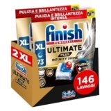 Finish Ultimate PLUS Infinity Shine Pastiglie Lavastoviglie, 146 Capsule Lavastoviglie, Pastiglie per Lavastoviglie contro lo Sporco e i Residui Incrostati