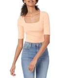 Amazon Essentials Women’s Slim-Fit Half Sleeve Square Neck T-Shirt, Coral Orange, Medium