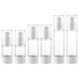 6 Pezzi Pompa Airless Flaconi Vuoti, Pompa per Vuoto Airless, Bottiglia per Pompa Vuoto da Viaggio, Pompa Pressione Cosmetica Bottiglia, Dispenser Vuoti a Pompa Airless da Viaggio, 15/30/50 ml