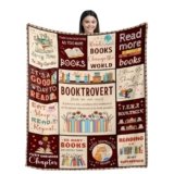 Book Blankets, Reading Blanket for Book Lovers, Librarian Gifts, Books Lovers Blankets Gifts for Women Girls Boys, Soft Blanket for Reading Women Men, BookClub Gift, Bookish Gift Throw Blaket 50″X60″