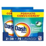 Dash Pods Detersivo Lavatrice In Capsule, 76 Lavaggi (2×38), Classico Fresco, Rimuove Le Macchie, Efficace A Freddo Anche E In Cicli Brevi