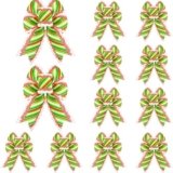 12 Pcs Red Green Christmas Bows 4.9 x 6.9 Inch Christmas Wreaths Dots Bows Red Green Glitter Bows Christmas Tree Crafts Front Door Indoor Outdoor Home Garland Wedding(Stripe Pattern)