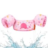 HeySplash Swim Vest Kids, Toddler Floaties Fit 20-50 Lbs with Adjustable Strap, Puddle Kids Jumper Swim Jacket Water Wing Arm Floats, Sea Beach Swimming Aid for 2-6 Years Girls, Pink Whale