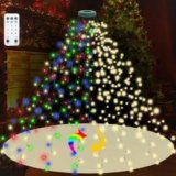 9.2ft x 16 Lines Multicolor to Warm Color Changing Christmas Tree Lights with Ring, 480 LEDs Xmas Strings Light w/Remote,11 Light Modes, Timer & Memory Function for 5-9.2ft Christmas Tree Decorations