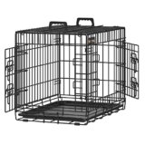 Feandrea Gabbia per Cani Pieghevole, con 2 Porte, Vassoio Rimovibile, 61 x 43,5 x 50,5 cm, S, Nero PPD024B01