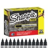 Sharpie Pro Forza Industriale Pennarelli Indelebili | Punta a Proiettile | Inchiostro Nero | Confezione da 12